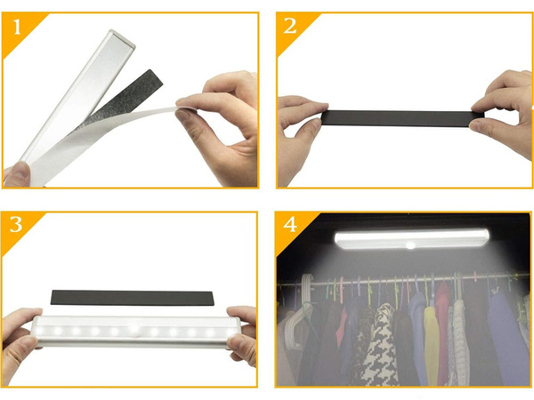 Self-adhesive cupboard rail light
