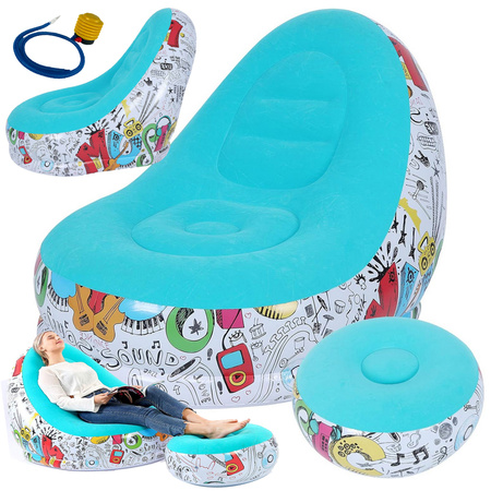 Vrtni fotelj lounger napihljiv plaža pouf podnožje udobno