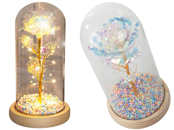 Everlasting rose in glass led luminous glass box women's day gift
