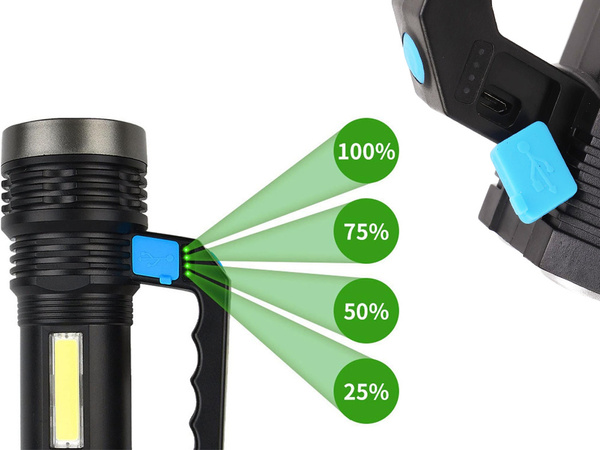 Latarka akumulatorowa szperacz biwakowa led mocna wojskowa policyjna 2w1