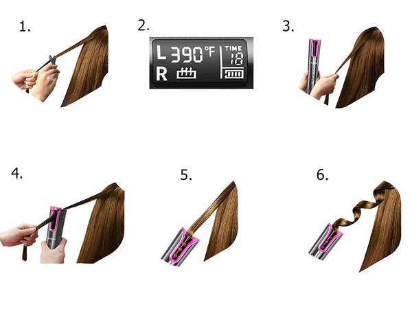 Automatická rotačná kulma na vlasy s lcd displejom