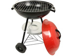 Charcoal garden briquette grill wheels round lid lockable portable