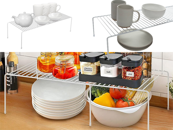 Metallregal in der breite verstellbar erweiterbar für küchenorganizer weiss