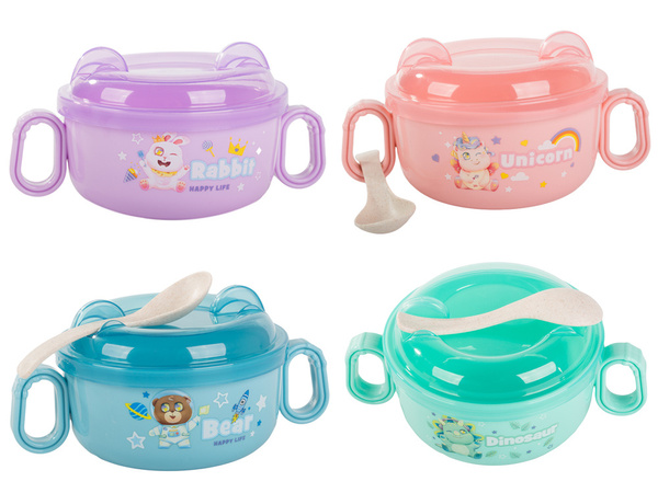 Barošanas piederumu komplekts bērnu ēdiena trauks ar rokturiem karote