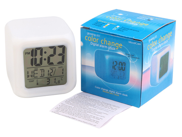 Réveil thermomètre lcd caméléon lumineux