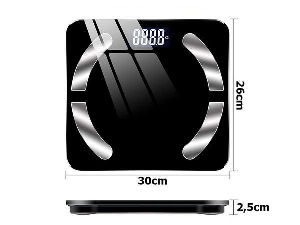 Analītisks bluetooth vannas istabas skala 180kg stikla