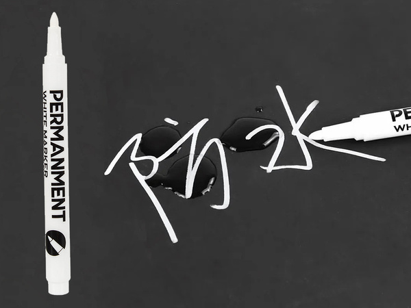 Permanent marker white for glass tyres steel