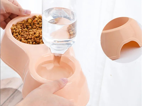 Écuelle double avec distributeur d'eau pour chien chat