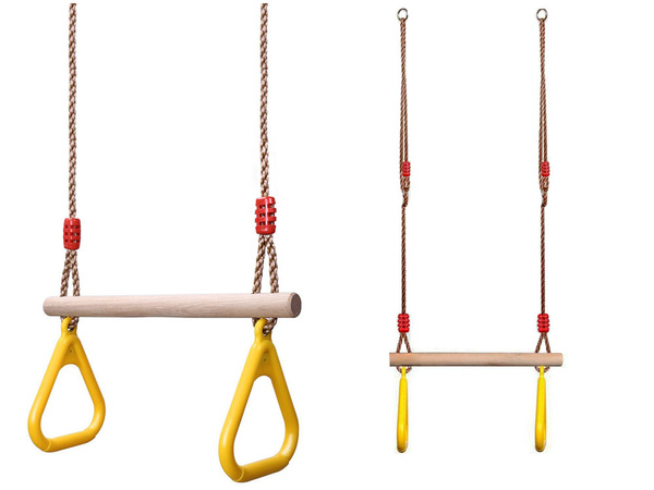 CHILDREN'S WOODEN GARDEN SWING GYMNASTIC TRAPEZE WITH HANDLES