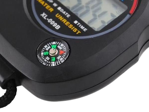 Digital electronic stopwatch with compass timer