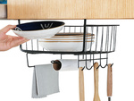 Metal basket under cabinet top 5 hooks paper holder