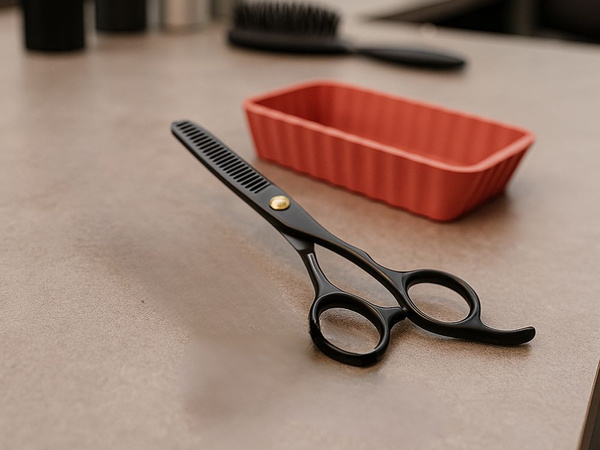 Profesionální kadeřnické nůžky na odstraňování odrostů, 17 cm, černé, texturující