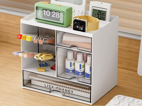 Cabinet organiser desk organiser shelves for cosmetics small items drawers