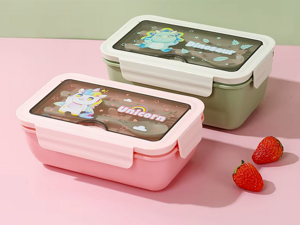 Lunchbox hommikusöögi konteiner kooli jaoks vaheseinad söögiriistad