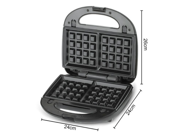 Grille-pain 3 en 1 grille-pain gaufrier donuts plaques interchangeables 850 w antiadhésif
