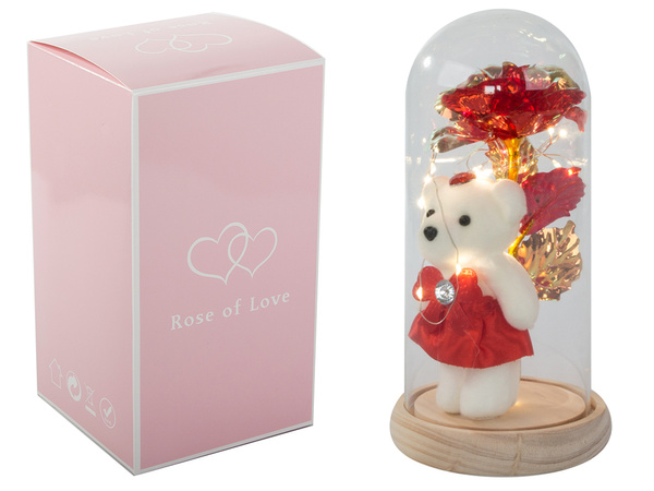 Everlasting rose in glass led luminous glass box women's day gift
