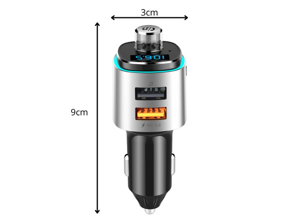 Bluetooth fm transmiter avtomobilni polnilnik fast 2x usb iluminacija