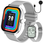 Smartwatch sieviešu vīriešu gumijas siksna sporta bluetooth sarunas pelēka