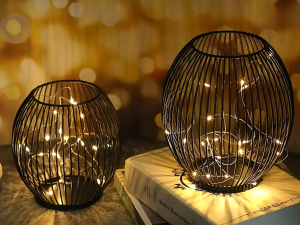 Dekoratívny kovový držiak sviečky 1 ks stojanová lampa domáca terasa