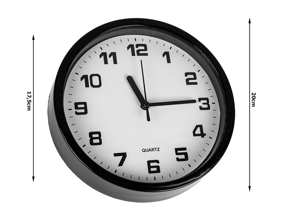 Zegar ścienny duży nietykający cichy 20 cm okrągły wskazówkowy sekundnik