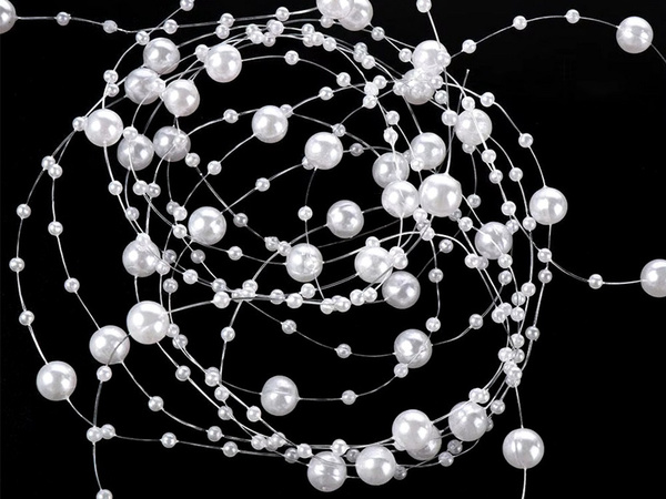 Perlas blancas perlas de araña árbol de navidad cadena de cuentas carrete 10mm 5m