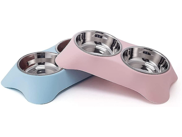 Dvigubas dubenėlis šuniui ar katei metalinis 2 dubenėliai bufetas