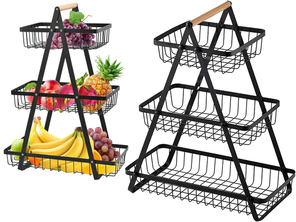 Kitchen shelf loft kitchen organiser three-storey stand with basket