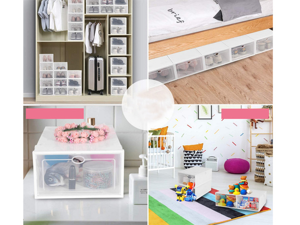 Shoe organiser box container with lid folding modular cabinet footwear