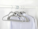 Velour clothes hangers grey anti-slip set of 20 pieces