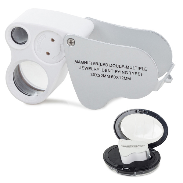 Jeweller's loupe folding 2 led 30x 60x