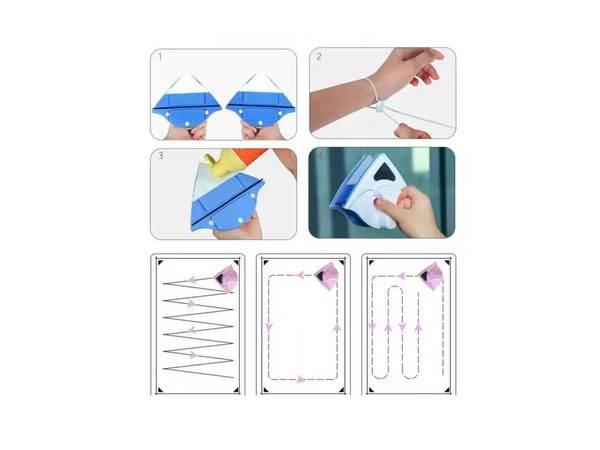 Double-sided window washer with magnetic wiper