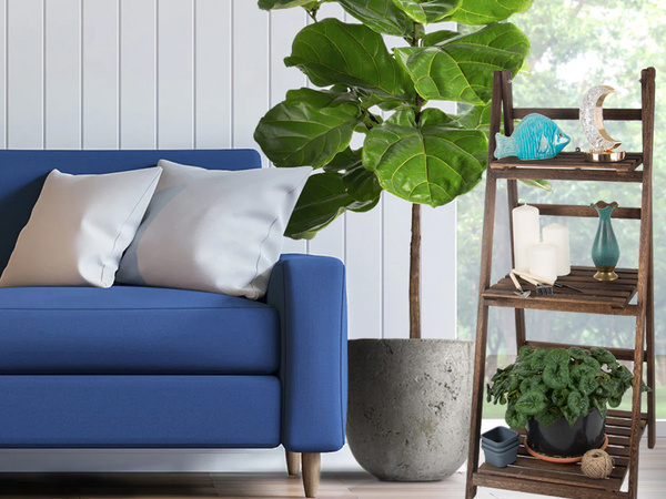 Échelle en bois pour parterres de fleurs, trois étagères, étagère pour plantes