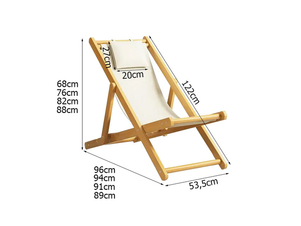 Wooden deckchair beach chairs folding garden cushion beach chair