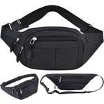 Men's kidney sachet women's sports belt 4 pockets black adjustable