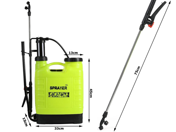 Pulverizador a presión de mochila pulverizador manual de jardín lanza 12l