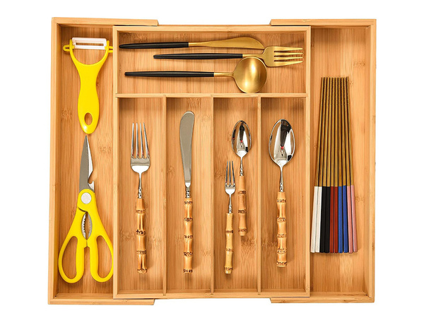 Organizátor zásuvek pro kuchyňské stoly bambus 7 dveří 39cm l