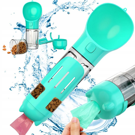 Botella dispensador de comida bebedero para perros y gatos cuenco con dispensador de bolsas 300 ml