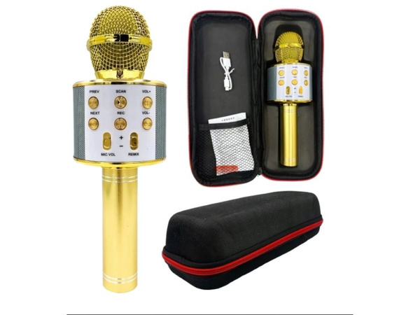 Vezeték nélküli mikrofon bluetooth karaoke hangszóró kerek tokkal különböző módok