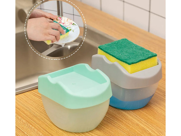 Distributeur de liquide vaisselle récipient pour éponge