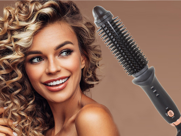 Curling iron styling brush curls
