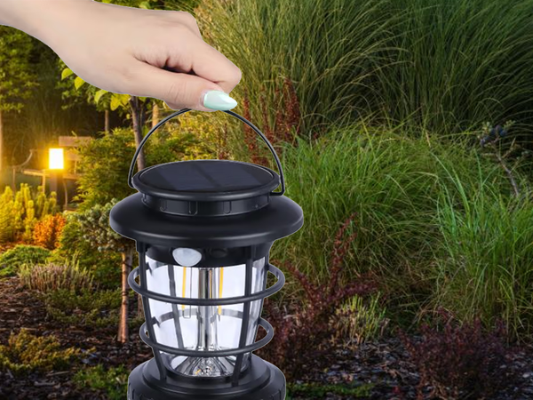 Solar camping laterne led gartenlaterne usb dämmerung bewegungssensor