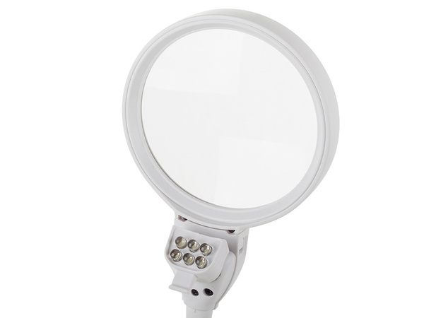 Rašomojo stalo lupa 2in1 su keičiamais lęšiais 6 šviesos diodai