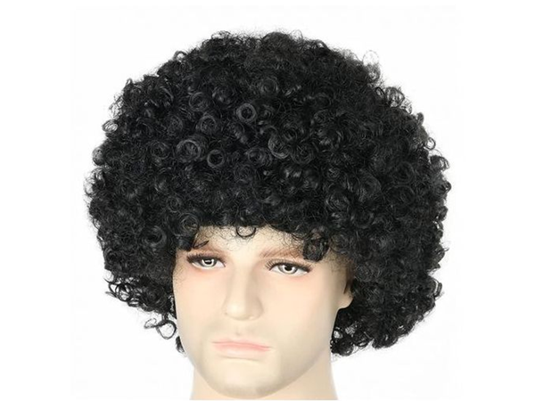 Peluca pelo negro rizado afro fiesta de carnaval