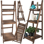 Dřevěný stojící záhonový žebřík tři police police na rostliny