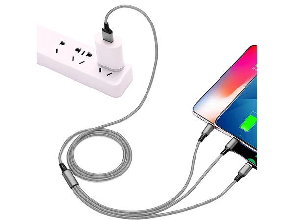 3in1 usb kábel telefonhoz villám kábel iphone micro usb type-c 1.2m