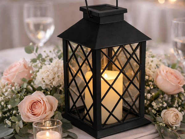 DECORATIVE LED LANTERN WITH ELECTRIC CANDLE SOLAR DECORATIVE