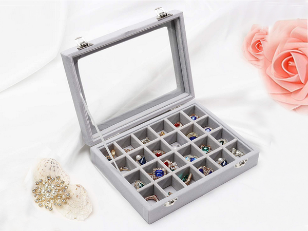 Jewellery box organiser display suede