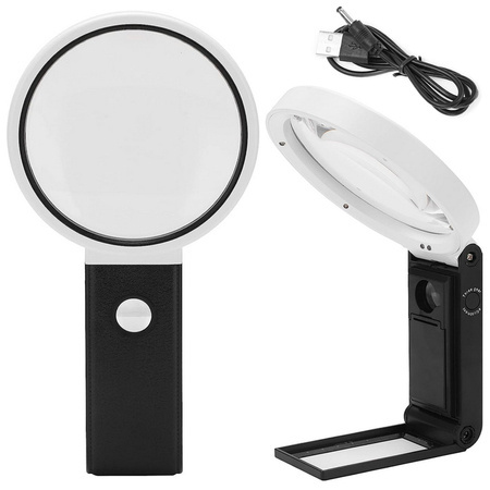 Loupe de bijoutier pliante 10x 25x 6 led 2 uv scale