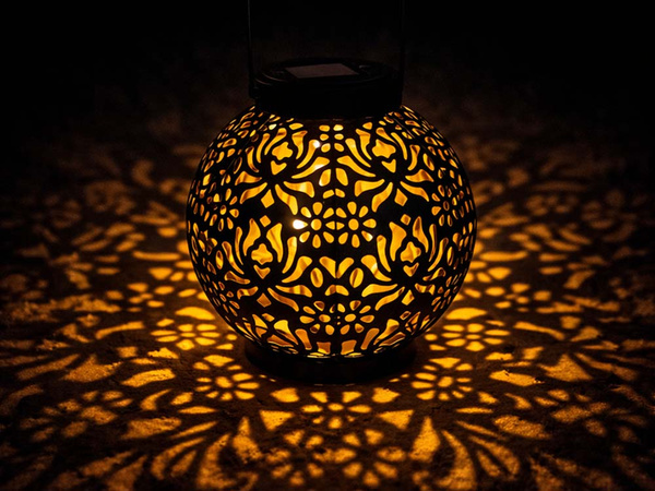 SOLÁRNÍ LAMPION OZDOBNÝ LED SOLÁRNÍ LAMPION ČERNÁ ZÁVĚSNÁ LAMP