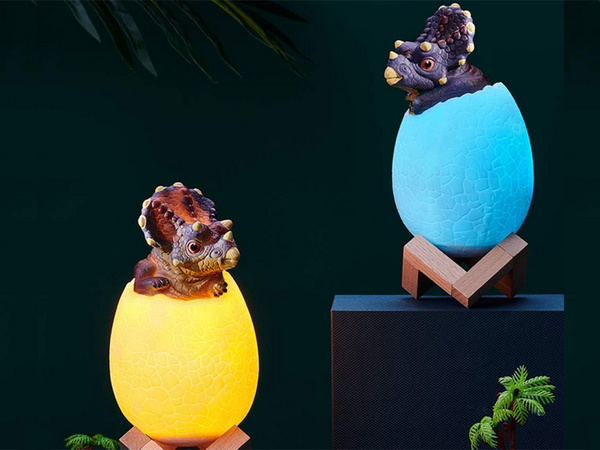 Dinoszaurusz éjszakai fény triceratops tojás rgb led világító tojás gyerekeknek